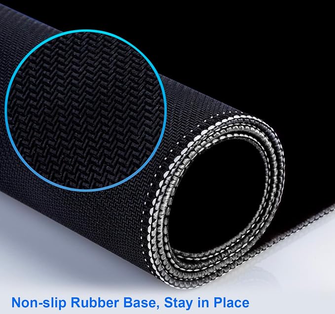 Large Black Computer Mouse Pad, Office Non Slip Gaming Desktop Keyboard Pad | - Image 7