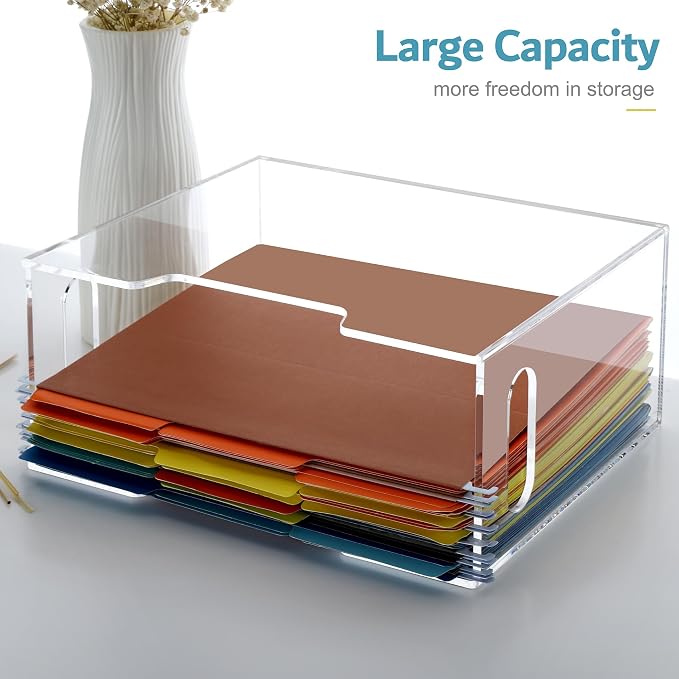 DINGHUO Acrylic File Organizer for Desk, Letter Size Hanging File Folder Holder - Image 2