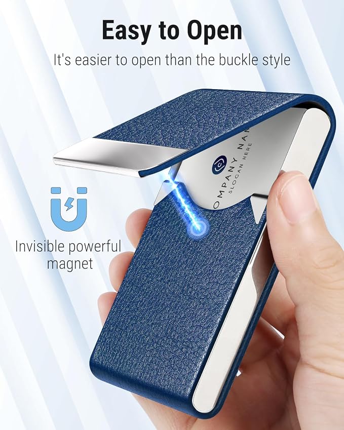 MaxGear Business Card Holder, PU Leather & Stainless Steel Business Card Case - Image 3