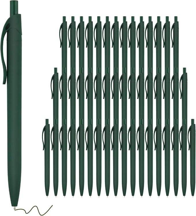 deegtran Pens Bulk, 50 Pack No Bleed Green Click, Wholesale Retractable by DEEGTRANPENS