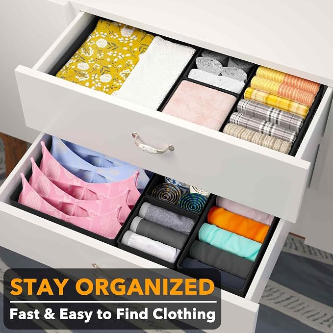 SpaceAid Drawer Organizer for Clothes, 6 Pack Dresser Drawer Organizer Bins - Image 3