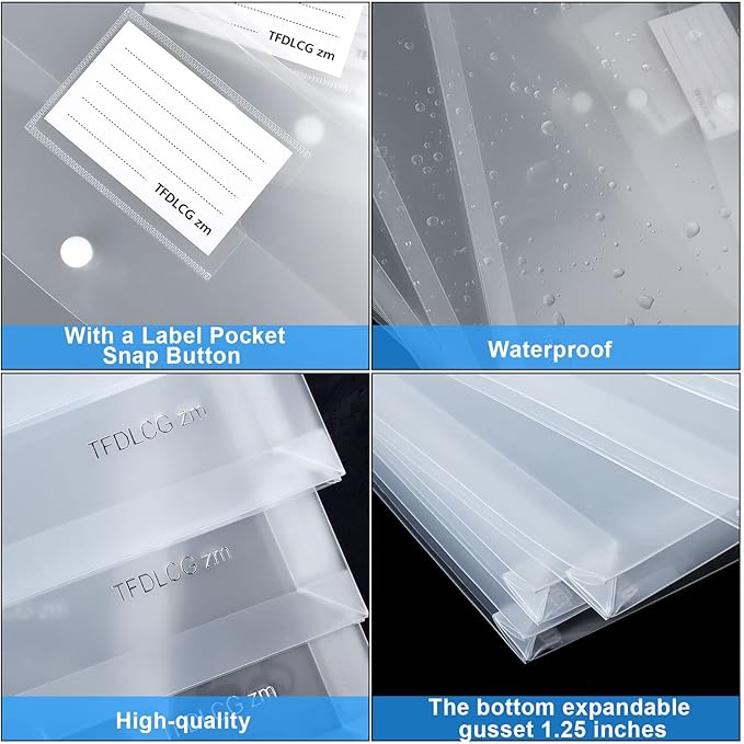 11 Pack Clear Plastic Envelopes File Folders, US Letter A4 Size Folder - Image 5