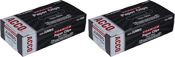ACCO Jumbo Paper Clips, Steel Wire, 20 Sheet Capacity, 1 Box of 100 Clips by ACCO+Brands
