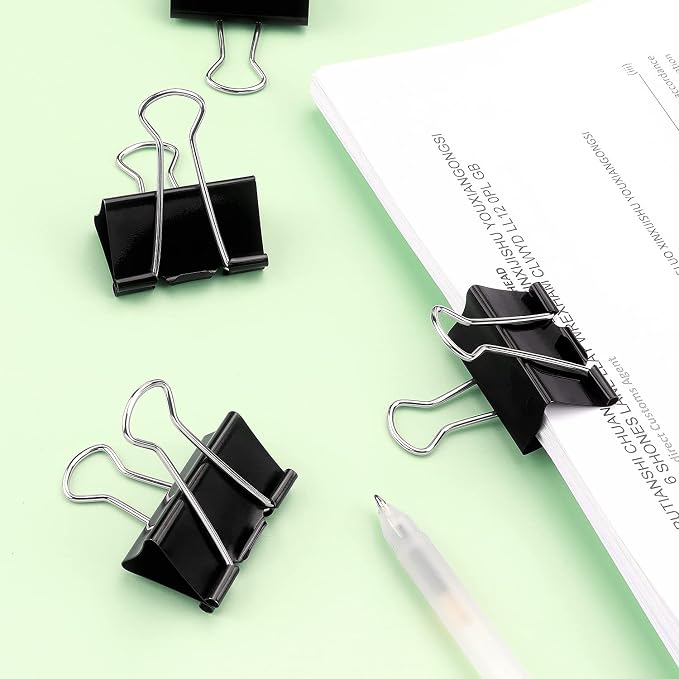 ZZTX Black Binder Clips Paper Clamps Clips Medium Size, 1.3 Inches, 36 Pack - Image 6