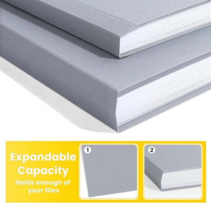 SUNEE File Folders Letter Size Gray, 100 Pack Manilla Folders 8.5 x 11 1/3-Cut - Image 6