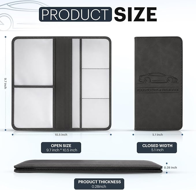 Car Registration and Insurance Card Holder, Magnetic Closure Leather Vehicle - Image 2