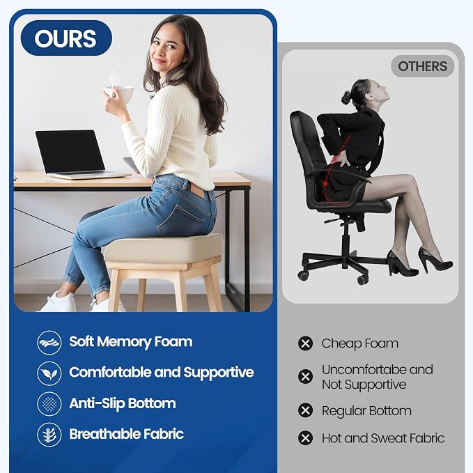 SweetSlubr Seat Cushion for Tailbone Pain Relief, Office Chair Cushion - Image 6