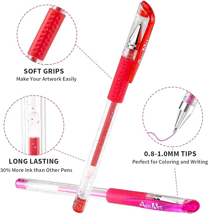 Aen Art Glitter Gel Pens, 100 Color Glitter Pen Set - Image 2