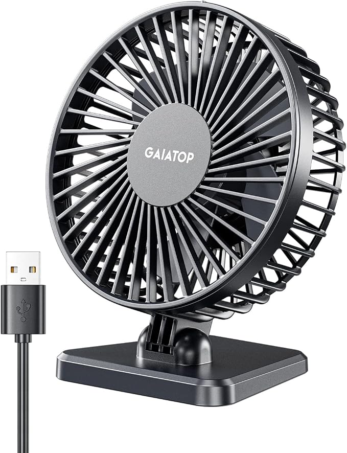 Gaiatop USB Desk Fan, Small But Powerful, Personal Portable Quiet 3 Speeds by GAIATOP