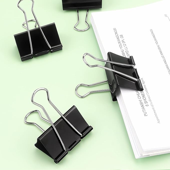 ZZTX Large Binder Clips Paper Clamps Clips Black, 1.6 Inches, 12 Pack - Image 6