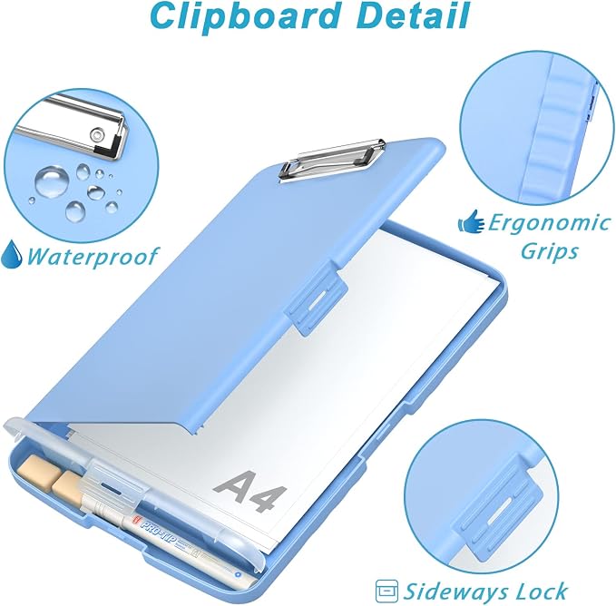 Rimilak Plastic Clipboard with Storage, 8.5 x 11 High Capacity Folio Nursing - Image 5