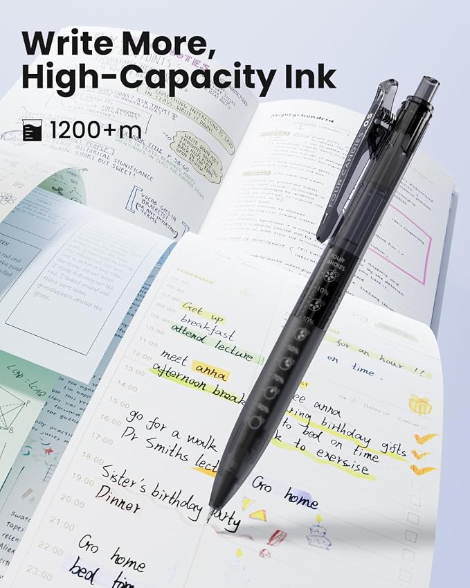 Four Candies 6Pack 0.5mm Black Ink Quick Dry Retractable Gel Pen Set, Cute - Image 2