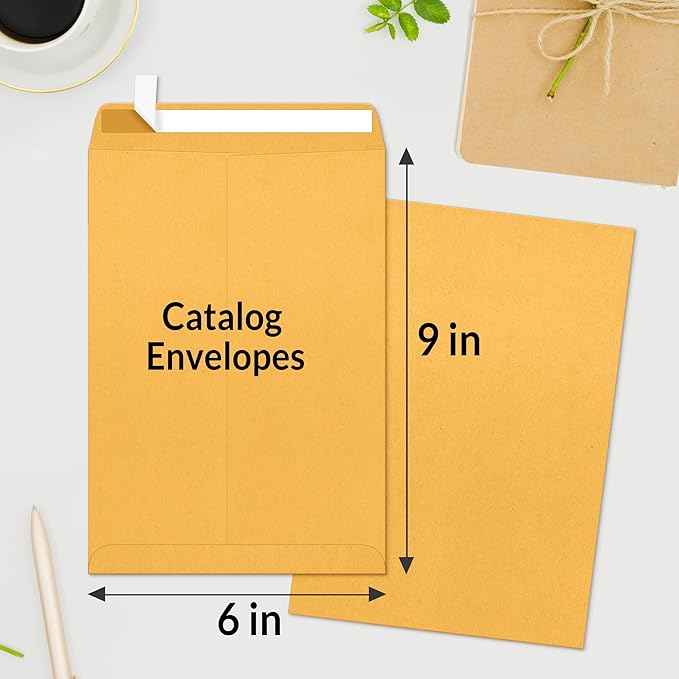 SUNEE 6x9 Manilla Envelopes, 28lb Brown Kraft, Ultra Strong Quick-Seal Security - Image 2