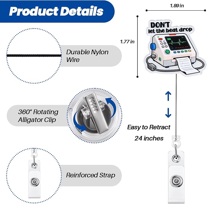 Don't Let The Beat Drop Funny Cardiac Monitor Nurse Badge Reel, Cute - Image 2