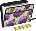 Expanding File Folder Purple Tulips Pattern Accordion File Organizer 13 Pockets by ALAZA