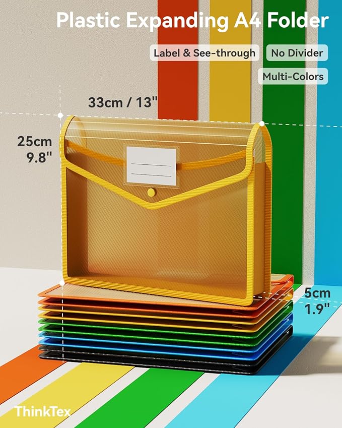 ThinkTex Plastic Expanding File Folder, Transparent Envelopes - Image 2