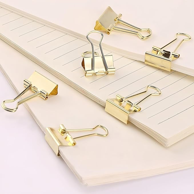 50 Pack Small Gold Binder Clips 3/4 Inch, Colored Little Paper Clamps, Tiny - Image 6