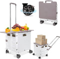 FELICON SELORSS Folding Utility Cart Portable Rolling Crate Handcart-White | by FELICON