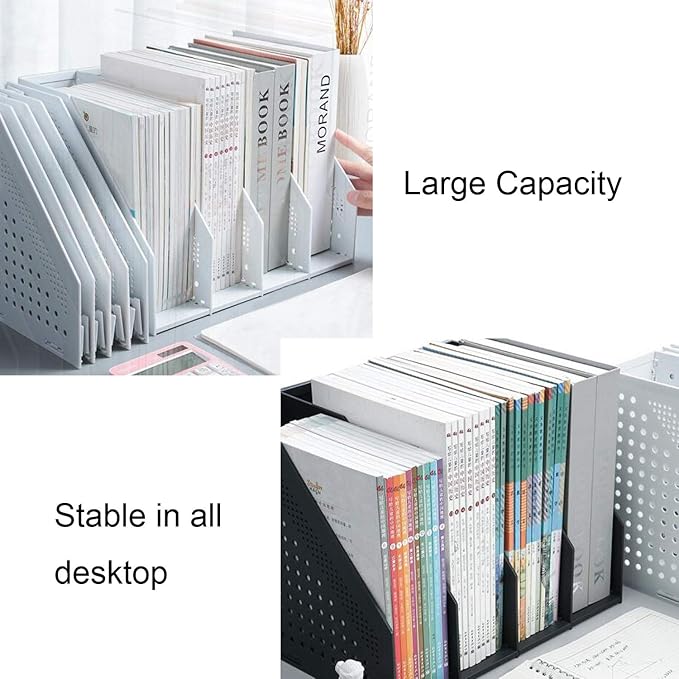 Lemical Magazine Holder 4 Vertical Compartments Collapsible Magazine File - Image 4
