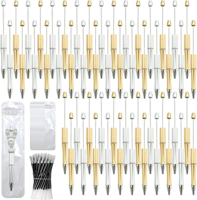 150 Pieces DIY Beadable Pen Kit – 50 Plastic Ballpoint Pens by DASTTUIS