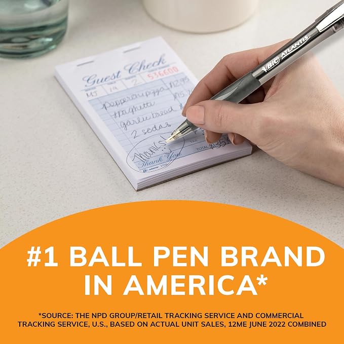 BIC Glide Black Retractable Ballpoint Pens, Medium Point, 12-Count Pack - Image 5