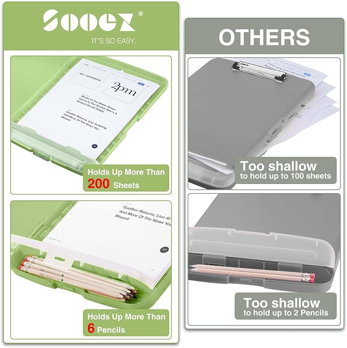 Sooez Clipboards with Storage, High Capacity Clip Boards 8.5x11 with Storage - Image 3