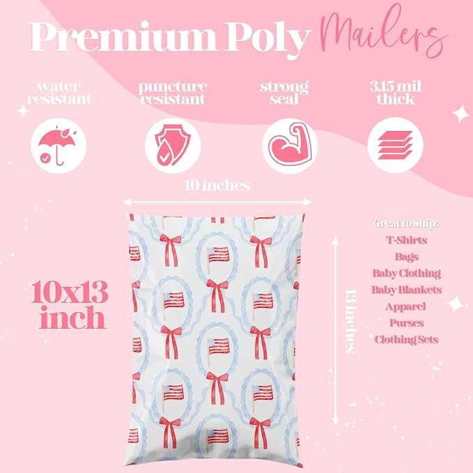 Pretty Package Store 10x13 Designer Poly Mailer 100 Pack Heavy Duty Waterproof - Image 2