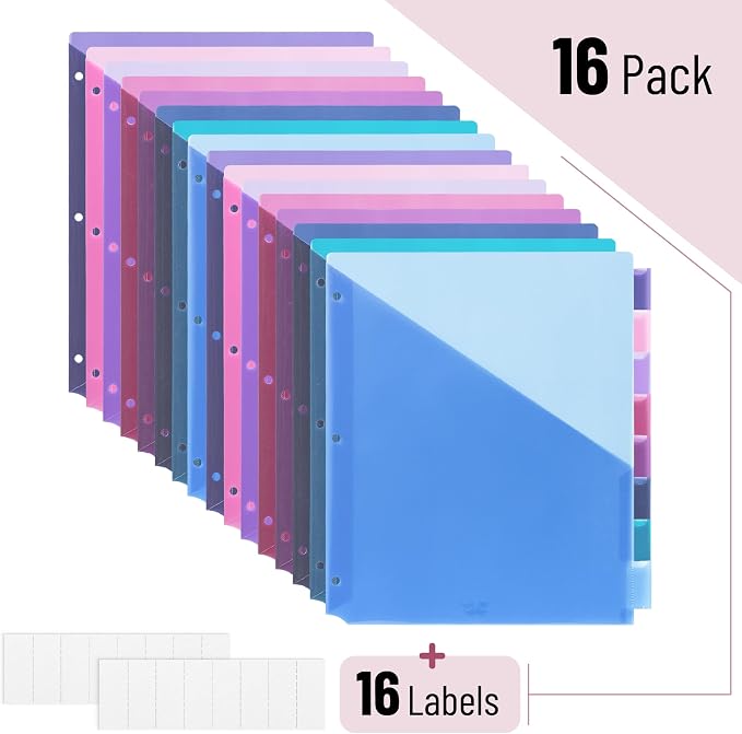 Mr. Pen- Binder Dividers with Pockets and Tabs, 16 Pack | Violet Fade, 3 Ring - Image 2