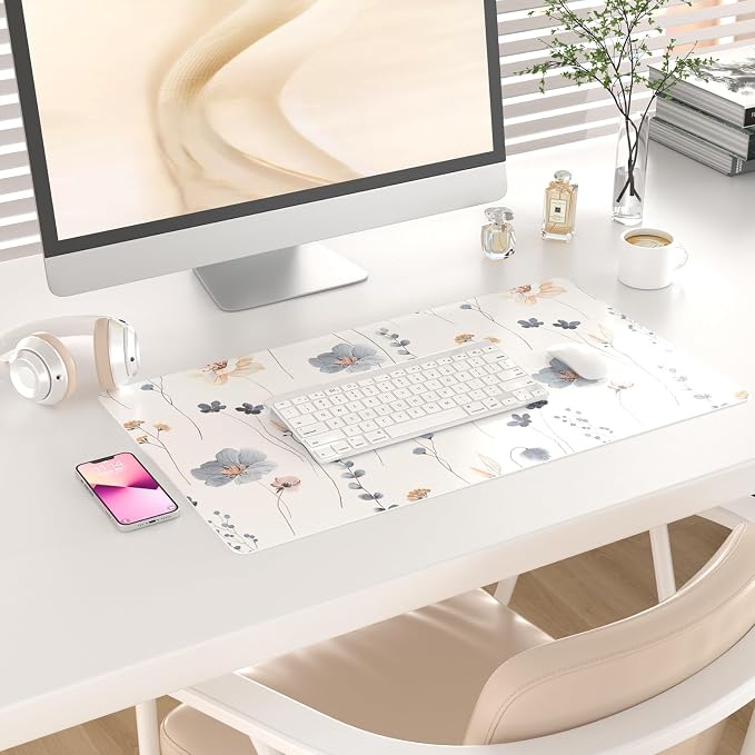 QIYI Large Mouse Pad, Floral Desk Mat - Image 2