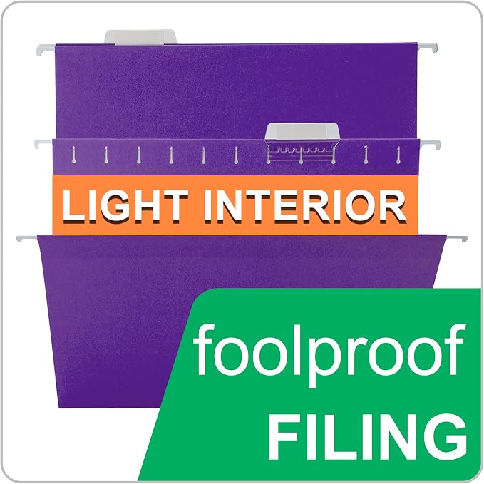 Purple Hanging File Folders, 50 Packs Letter Size File Folder, Designed - Image 4