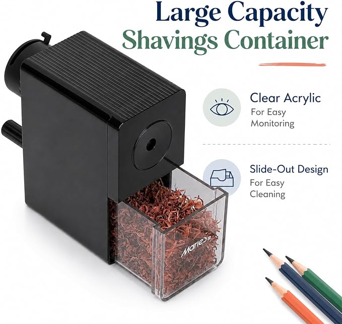 Marie's Long Point Manual Pencil Sharpener, 5-Level Adjustable Hand Crank - Image 5