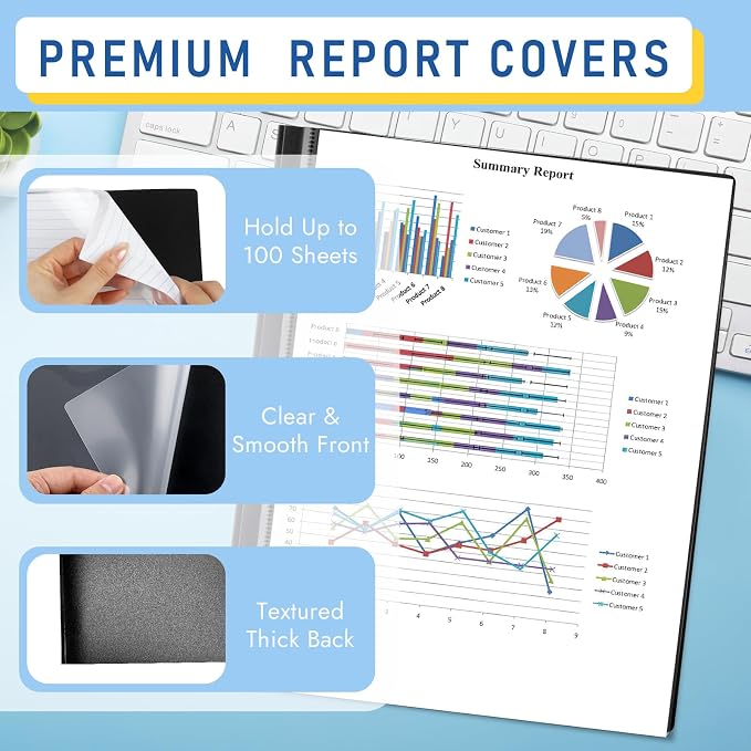 15 Pack Report Covers with 3-Prong Fasteners, Presentation Folders - Image 3