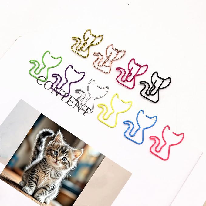 60 Pcs Cat Paper Clips Mixed Color, Cat School Supplies Stationary, Cat Themed - Image 4