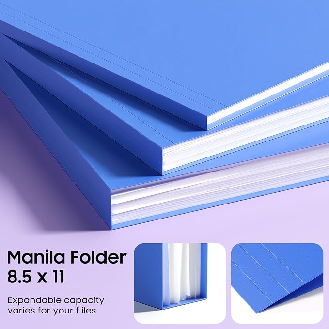 File Folders, 21 Pack Manilla Folders 8.5x11, 1/3 Cut Tabs Manila Folders - Image 2