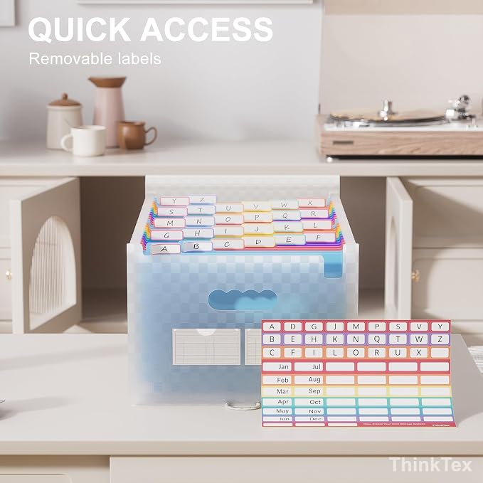 ThinkTex Accordion File Organizer, 26 Pockets Expanding File Folders, Monthly - Image 4