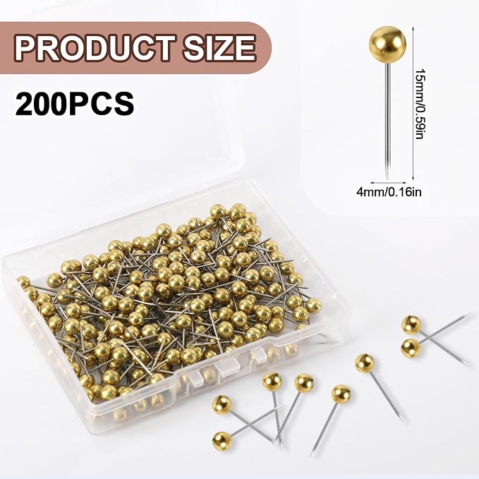 200pcs Map Push Pins, Round Head Small Thumb Tacks Plastic Marking Pushpins - Image 2