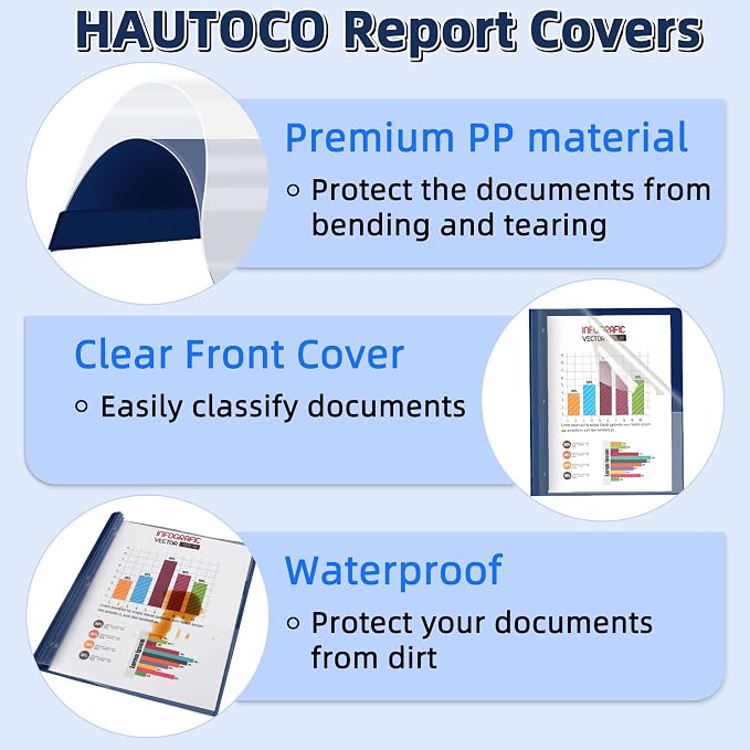 HAUTOCO 30 Pack Plastic Report Covers - Image 5