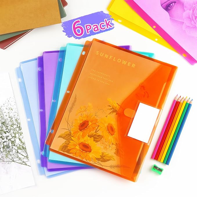 Tamaki 6 Pack Binder Pockets for 3 Ring, Letter Size, Binder Organizer for - Image 6