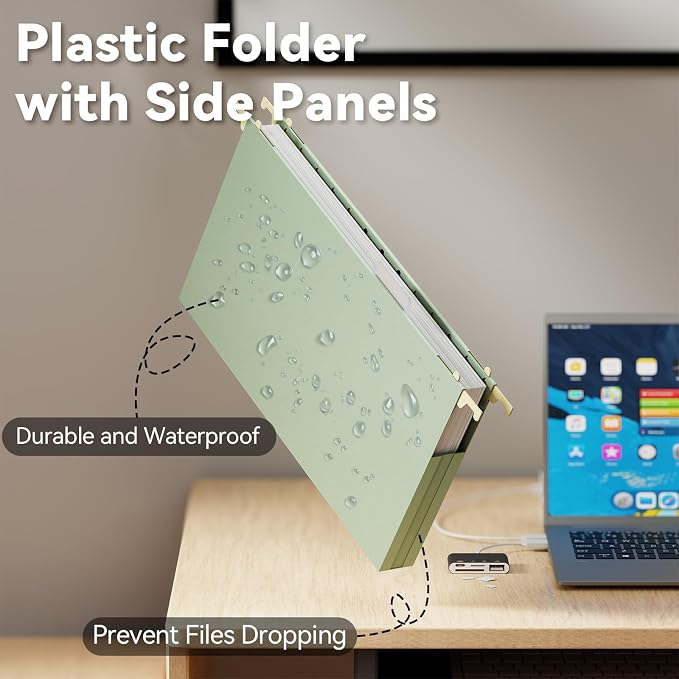 Ansook Plastic Hanging File Folders Legal Size, 12 Pack Legal Size File Folders - Image 2
