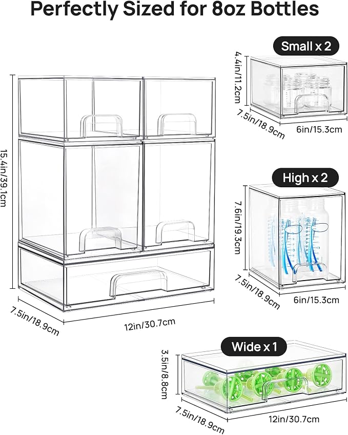 Vtopmart Stackable Storage Drawers Set of 5, Beauty Supplies Storage, Pantry - Image 3