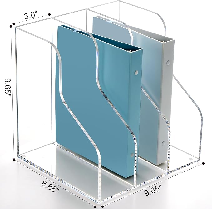 SANRUI 3 Slots Acrylic Magazine Holder, Desktop File Sorter Organizer Rack - Image 2