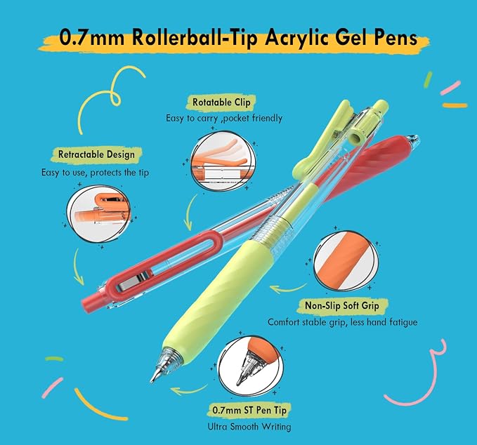 XIAPN Acrylic Gel Pens, 12 Maillard & Variegated Black Colors | 0.7mm Tip - Image 3