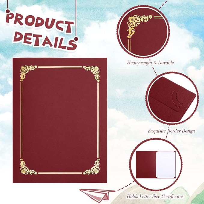 Fainne 200 Pcs 8.5 x 11 Certificate Holders Diploma Holders Document Covers - Image 3