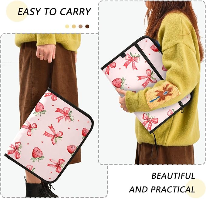 Expanding File Folder Strawberries Bows Pink Accordion File Organizer 13 - Image 2