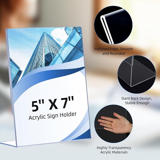 12 Pack Slanted Back Acrylic Sign Holders 5x7 - Image 5