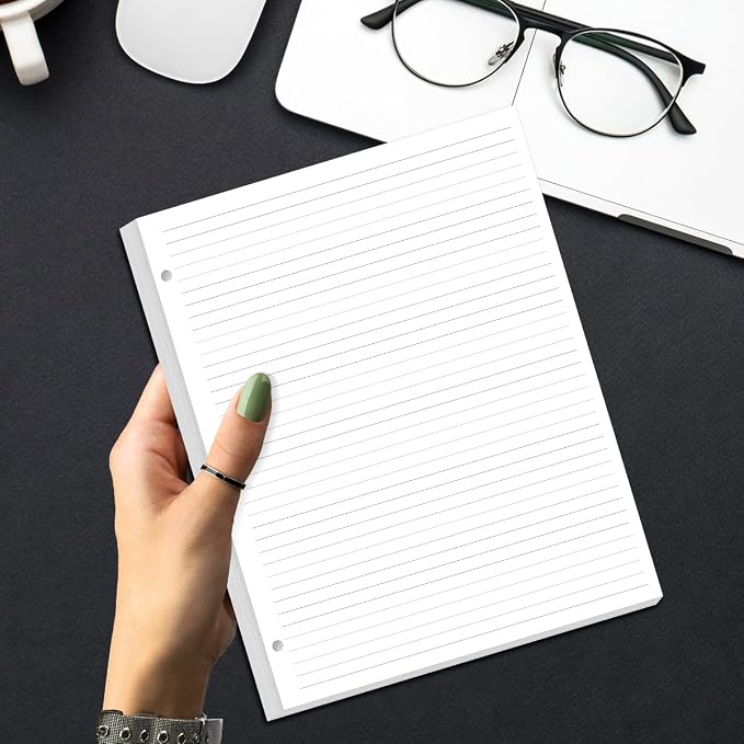 3-Hole Lined Refill Paper, Letter Size Punched Ruled Filler, 100 Sheets / 200 - Image 5