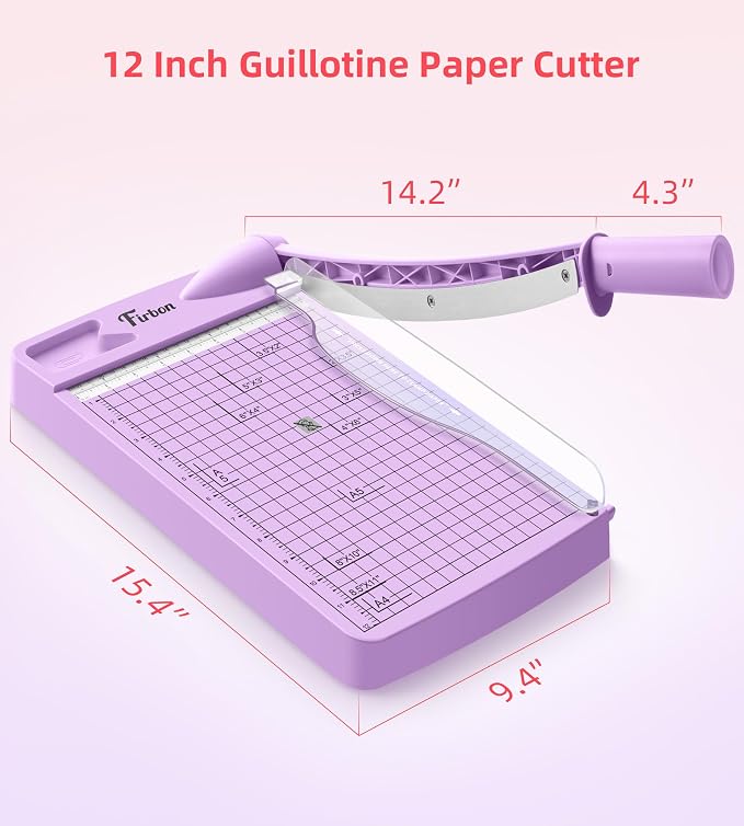 Firbon 12" Guillotine Paper Cutter, Heavy Duty 12-Sheet Capacity Trimmer - Image 6