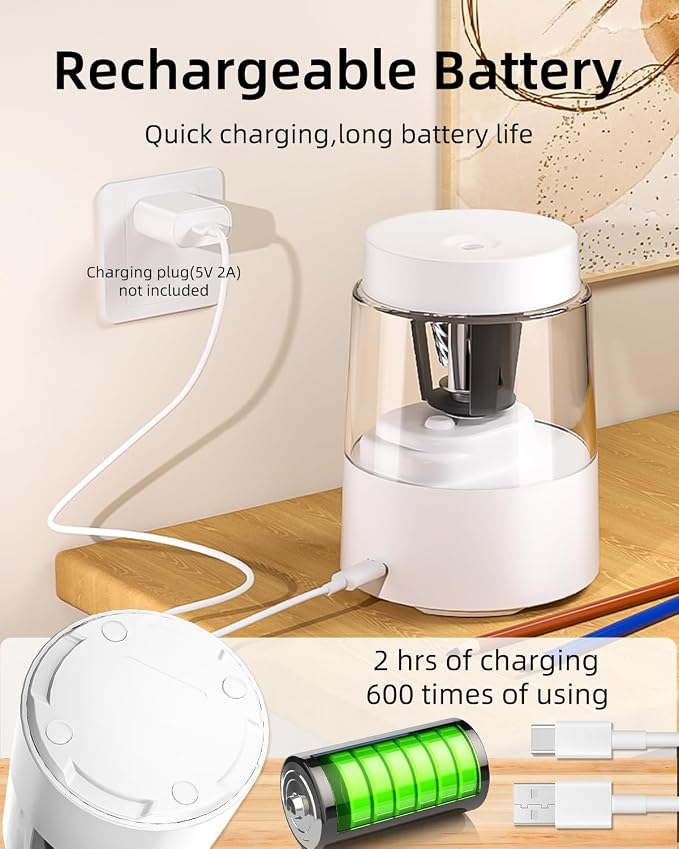 ZMOL Electric Rechargeable Pencil Sharpener, Automatic Pencil Sharpeners - Image 4