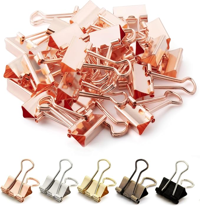Mr. Pen- Small Binder Clips, Small Size | Rose Gold Metal Binder Paper Clips by MrPen