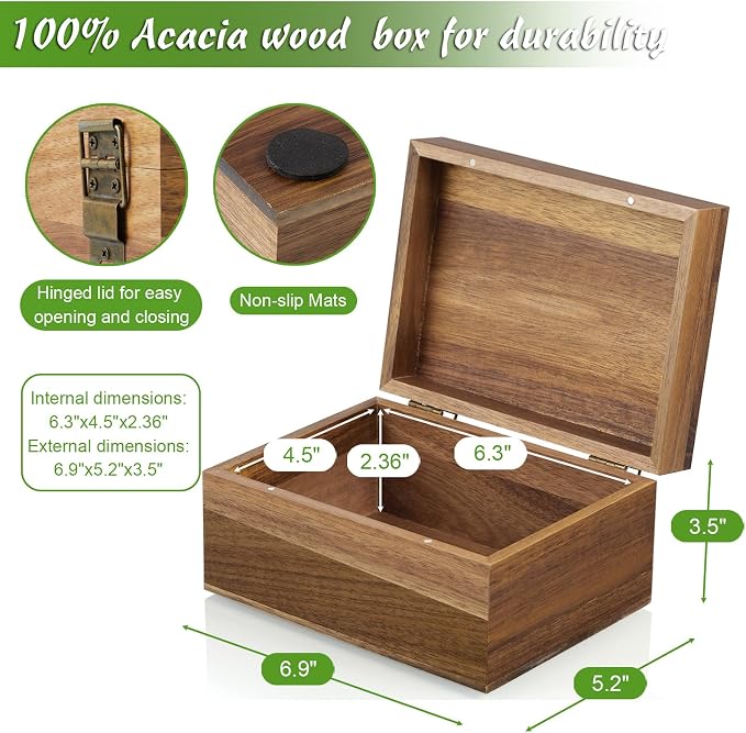 DRASTAR Keepsake Box, Acacia Wood Memory Box - Image 3